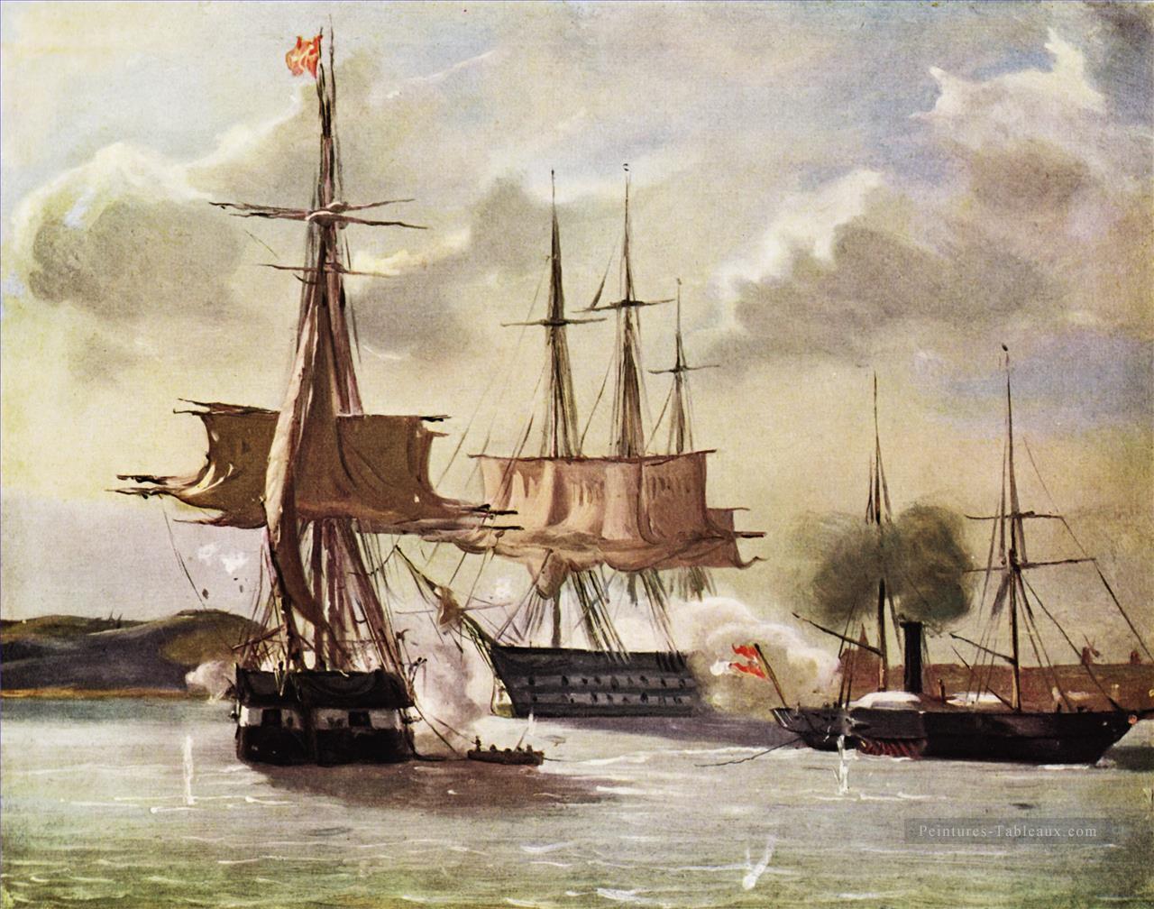Vilhelm Pedersen Scène de slaget par Eckernforde 1849 Batailles navale Peintures à l'huile